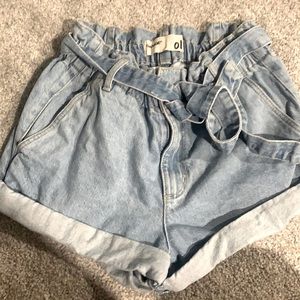light wash garage shorts